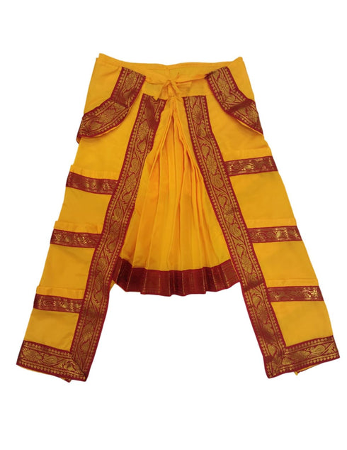 BookMyCostume Yellow & Red Bharatanatyam Saree Indian Classical Dance Costume for Girls | Kids & Adult Fancy Dress Costume
